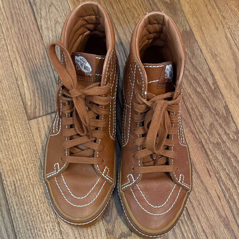 Vans Women’s Tan & white High-Top Sneakers